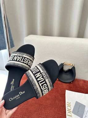 Dior Black Logo Slide Sandals